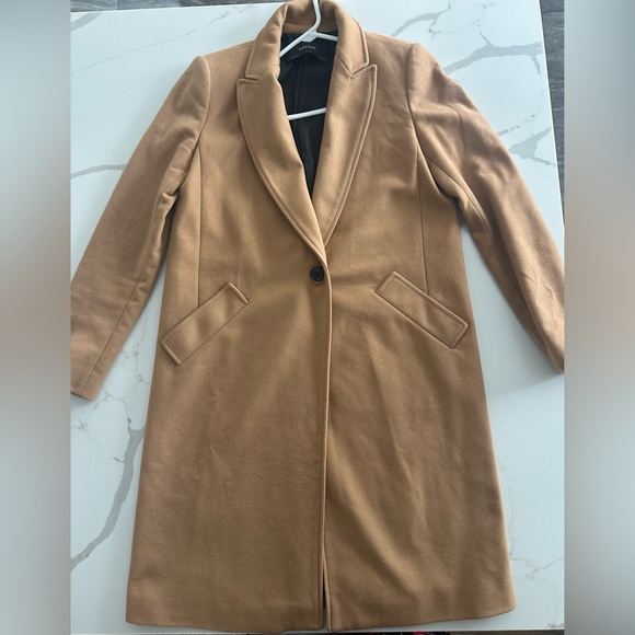 Zara Felt One Button Texture Coat-Size Small-Caramel/Taupe - Picture 1 of 8